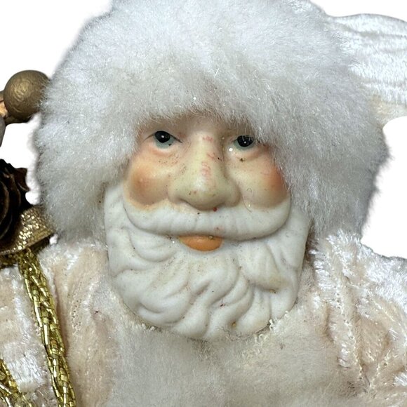 Old World Santa 5.5" Vintage Christmas Decor Gold Fabric Figurine - Picture 3 of 8